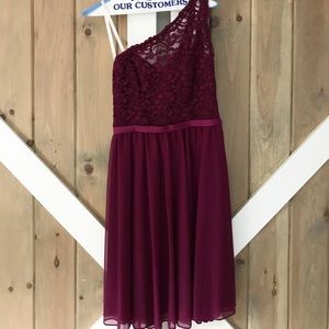 Short One Shoulder Corded Lace Dress